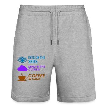 Air Traffic Controller Coffee ATC Aviation Humor - Stanley/Stella Trainer Unisex Organic Jogging Shorts - heather grey - Front - Nik (191cm) & Marisol (170cm)