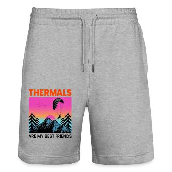 Gleitschirm Pilot Gleitschirm Abenteuer Thermik - Stanley/Stella Unisex Bio Joggingshorts Trainer  - Grau meliert - Vorne - Nik (191cm) & Marisol (170cm)