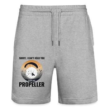 Motorschirmpilot Motorschirm Motorschirm - Stanley/Stella Unisex Bio Joggingshorts Trainer  - Grau meliert - Vorne - Nik (191cm) & Marisol (170cm)