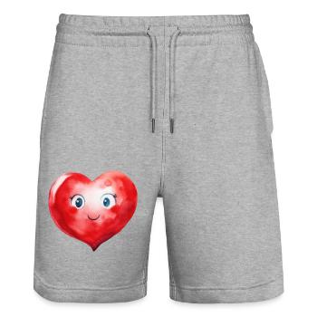 Cœur aquarelle - Short de jogging bio TRAINER Stanley/Stella unisexe - gris chiné - Devant - Nik (191cm) & Marisol (170cm)