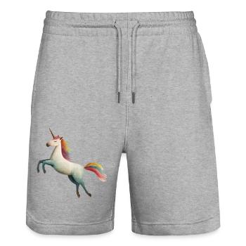 Unicorn - Stanley/Stella Trainer Unisex Organic Jogging Shorts - heather grey - Front - Nik (191cm) & Marisol (170cm)