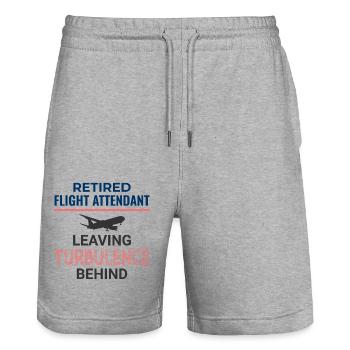 Retired Flight Attendant Aviation Cabin Crew - Stanley/Stella Trainer Unisex Organic Jogging Shorts - heather grey - Front - Nik (191cm) & Marisol (170cm)