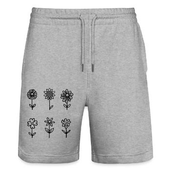 Blumen - Stanley/Stella Unisex Bio Joggingshorts Trainer  - Grau meliert - Vorne - Nik (191cm) & Marisol (170cm)