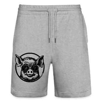 Schwein Schweinchen - Stanley/Stella Unisex Bio Joggingshorts Trainer  - Grau meliert - Vorne - Nik (191cm) & Marisol (170cm)