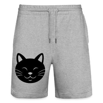 Katze Katzen Katzendame Katzenfreund Katzengesicht - Stanley/Stella Unisex Bio Joggingshorts Trainer  - Grau meliert - Vorne - Nik (191cm) & Marisol (170cm)