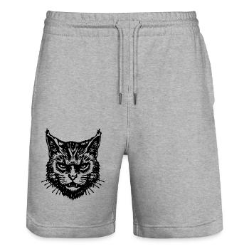 Katzen Katzendame Katzenfreund Katzengesicht - Stanley/Stella Unisex Bio Joggingshorts Trainer  - Grau meliert - Vorne - Nik (191cm) & Marisol (170cm)