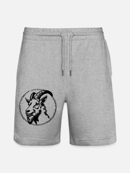 Ziege Steinbock Ziegenbock - Stanley/Stella Unisex Bio Joggingshorts Trainer - Grau meliert
