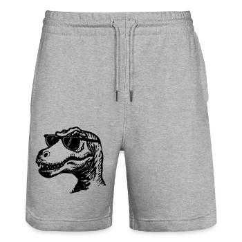 Dino Dinosaurier - Stanley/Stella Unisex Bio Joggingshorts Trainer  - Grau meliert - Vorne - Nik (191cm) & Marisol (170cm)