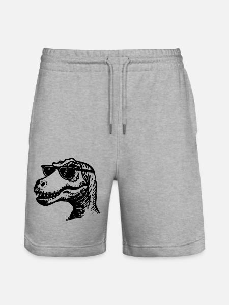 Dino Dinosaurier - Stanley/Stella Unisex Bio Joggingshorts Trainer - Grau meliert