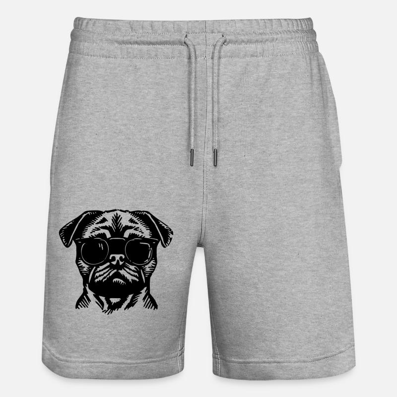 Mops Hund - Stanley/Stella Unisex Bio Joggingshorts Trainer  - Grau meliert