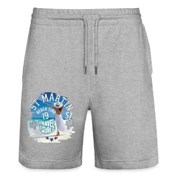 Strandzeit St. Martin Westindische Inseln - Stanley/Stella Unisex Bio Joggingshorts Trainer  - Grau meliert - Vorne - Nik (191cm) & Marisol (170cm)