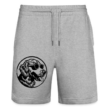 Golden Retriever Hund Hunde - Stanley/Stella Unisex Bio Joggingshorts Trainer  - Grau meliert - Vorne - Nik (191cm) & Marisol (170cm)
