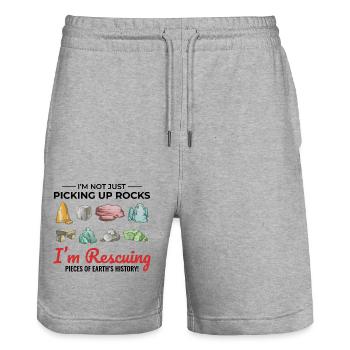 Rock Hound Collecting Collector Geology Geologist - Stanley/Stella Trainer Unisex Organic Jogging Shorts - heather grey - Front - Nik (191cm) & Marisol (170cm)