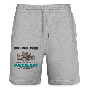 Rock Hound Collecting Collector Geology Geologist - Stanley/Stella Trainer Unisex Organic Jogging Shorts - heather grey - Front - Nik (191cm) & Marisol (170cm)