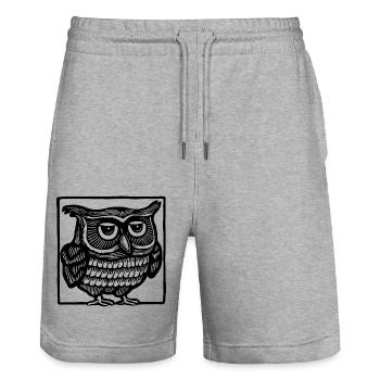 Eule - Stanley/Stella Unisex Bio Joggingshorts Trainer  - Grau meliert - Vorne - Nik (191cm) & Marisol (170cm)