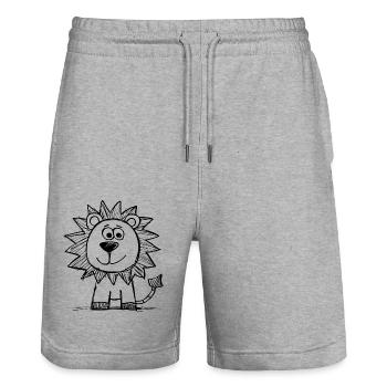 Lion Lion Head - Stanley/Stella Trainer Unisex Organic Jogging Shorts - heather grey - Front - Nik (191cm) & Marisol (170cm)