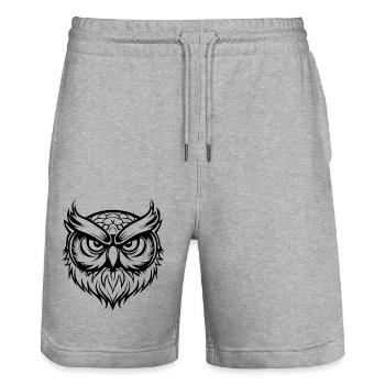 Eule - Stanley/Stella Unisex Bio Joggingshorts Trainer  - Grau meliert - Vorne - Nik (191cm) & Marisol (170cm)