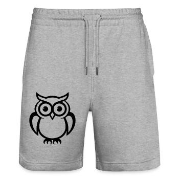 Eule Eulen Vogel - Stanley/Stella Unisex Bio Joggingshorts Trainer  - Grau meliert - Vorne - Nik (191cm) & Marisol (170cm)