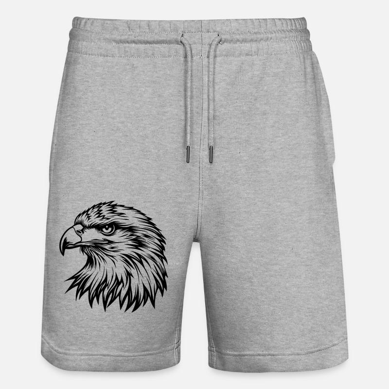 Eagle Eagle Head - Stanley/Stella Trainer Unisex Organic Jogging Shorts - heather grey