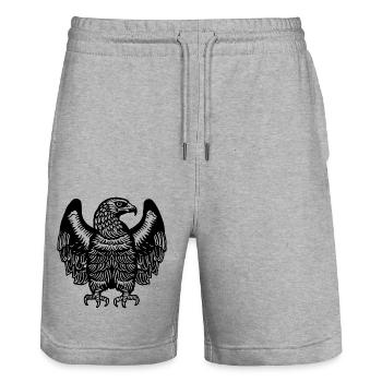Adler Adlerkopf - Stanley/Stella Unisex Bio Joggingshorts Trainer  - Grau meliert - Vorne - Nik (191cm) & Marisol (170cm)