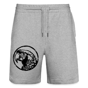 Papagei Vogel - Stanley/Stella Unisex Bio Joggingshorts Trainer  - Grau meliert - Vorne - Nik (191cm) & Marisol (170cm)