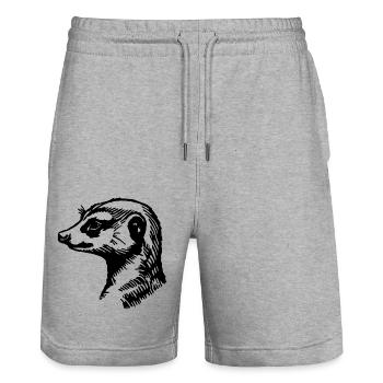 Meerkat - Stanley/Stella Trainer Unisex Organic Jogging Shorts - heather grey - Front - Nik (191cm) & Marisol (170cm)