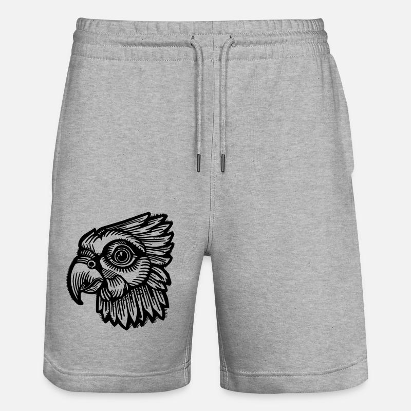 Papagei Vogel - Stanley/Stella Unisex Bio Joggingshorts Trainer - Grau meliert