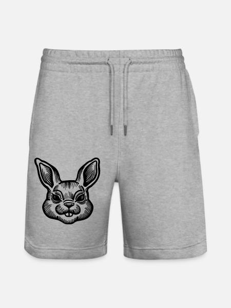 Rabbit Rabbit - Stanley/Stella Trainer Unisex Organic Jogging Shorts - heather grey