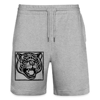 Panther - Stanley/Stella Unisex Bio Joggingshorts Trainer  - Grau meliert - Vorne - Nik (191cm) & Marisol (170cm)