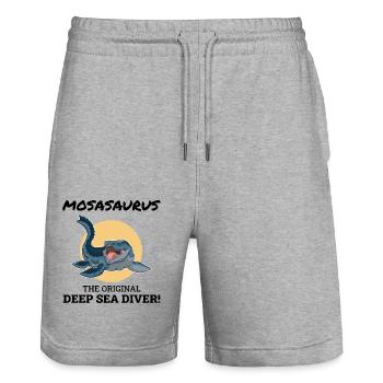Mosasaurus Dinosaurier Dino Paläontologe Fossil - Stanley/Stella Unisex Bio Joggingshorts Trainer  - Grau meliert - Vorne - Nik (191cm) & Marisol (170cm)