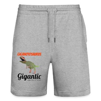 Giganotosaurus Dinosaurier Dino Paläontologe Fossil - Stanley/Stella Unisex Bio Joggingshorts Trainer  - Grau meliert - Vorne - Nik (191cm) & Marisol (170cm)