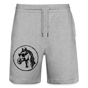 Pferd Pferde Reiten Reiter Reiterin - Stanley/Stella Unisex Bio Joggingshorts Trainer  - Grau meliert - Vorne - Nik (191cm) & Marisol (170cm)