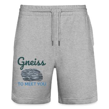 Gneis Kristall Mineral Sammeln Gestein Jagd - Stanley/Stella Unisex Bio Joggingshorts Trainer  - Grau meliert - Vorne - Nik (191cm) & Marisol (170cm)