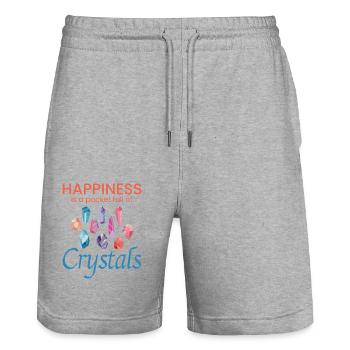 Kristall sammeln Gestein Jagd Mineral Sammler - Stanley/Stella Unisex Bio Joggingshorts Trainer  - Grau meliert - Vorne - Nik (191cm) & Marisol (170cm)