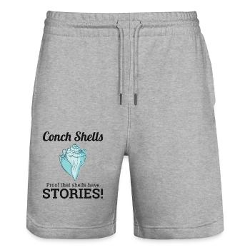 Conch Seashells Collector Beachcomber Sea Shell - Stanley/Stella Trainer Unisex Organic Jogging Shorts - heather grey - Front - Nik (191cm) & Marisol (170cm)