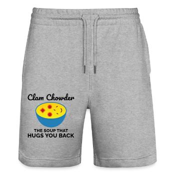 Clam Chowder Shellfish Hilarious Seafood Soup - Stanley/Stella Trainer Unisex Organic Jogging Shorts - heather grey - Front - Nik (191cm) & Marisol (170cm)