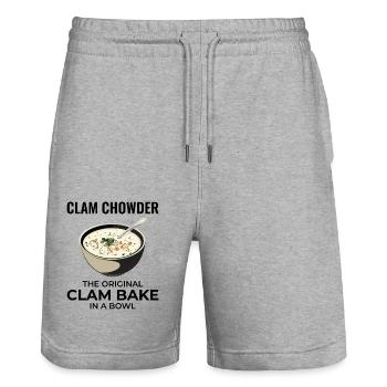 Clam Chowder Shellfish Hilarious Seafood Soup - Stanley/Stella Trainer Unisex Organic Jogging Shorts - heather grey - Front - Nik (191cm) & Marisol (170cm)