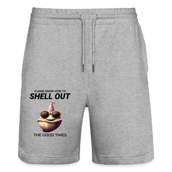 Clam Shell Seashells Collector Beachcomber Beach - Stanley/Stella Trainer Unisex Organic Jogging Shorts - heather grey - Front - Nik (191cm) & Marisol (170cm)