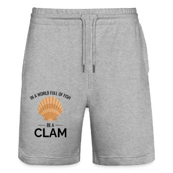 Clam Shell Seashells Collector Shellfish Beach - Stanley/Stella Trainer Unisex Organic Jogging Shorts - heather grey - Front - Nik (191cm) & Marisol (170cm)