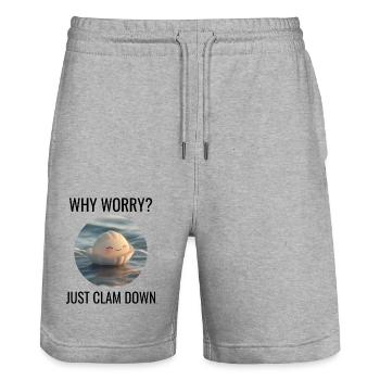 Clam Shell Seashells Collector Beachcomber Beach - Stanley/Stella Trainer Unisex Organic Jogging Shorts - heather grey - Front - Nik (191cm) & Marisol (170cm)
