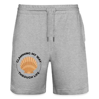 Clam Shell Seashells Collector Beachcomber Beach - Stanley/Stella Trainer Unisex Organic Jogging Shorts - heather grey - Front - Nik (191cm) & Marisol (170cm)