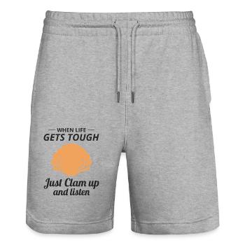 Clam Shell Seashells Collector Beachcomber Beach - Stanley/Stella Trainer Unisex Organic Jogging Shorts - heather grey - Front - Nik (191cm) & Marisol (170cm)