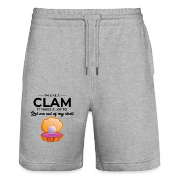 Clam Shell Seashells Collector Beachcomber Beach - Stanley/Stella Trainer Unisex Organic Jogging Shorts - heather grey - Front - Nik (191cm) & Marisol (170cm)