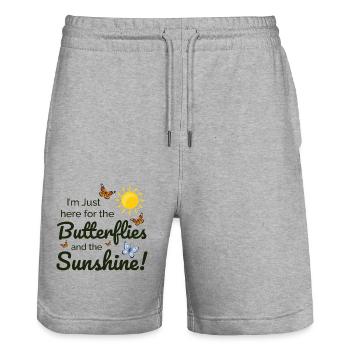 Butterfly Sunshine Insect Collector Entomology - Stanley/Stella Trainer Unisex Organic Jogging Shorts - heather grey - Front - Nik (191cm) & Marisol (170cm)
