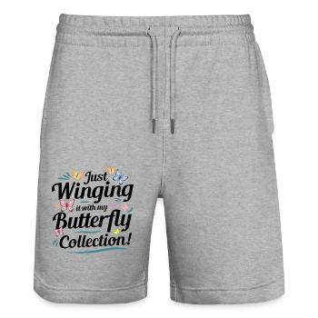 papillons papillons collectionneur d’insectes Entomologie - Short de jogging bio TRAINER Stanley/Stella unisexe - gris chiné - Devant - Nik (191cm) & Marisol (170cm)