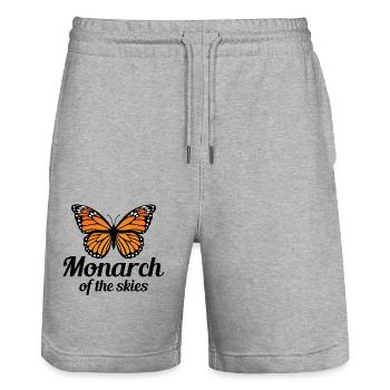 Monarch Schmetterling Schmetterlinge Insektensammler - Stanley/Stella Unisex Bio Joggingshorts Trainer  - Grau meliert - Vorne - Nik (191cm) & Marisol (170cm)