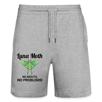 Motte nachtaktives Tier Insektensammler Entomologie - Stanley/Stella Unisex Bio Joggingshorts Trainer  - Grau meliert - Vorne - Nik (191cm) & Marisol (170cm)