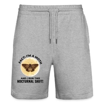 Motte nachtaktives Tier Insektensammler Entomologie - Stanley/Stella Unisex Bio Joggingshorts Trainer  - Grau meliert - Vorne - Nik (191cm) & Marisol (170cm)
