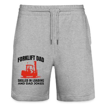 Forklift Operator Dad Heavy Equipment Driver Funny - Stanley/Stella Trainer Unisex Organic Jogging Shorts - heather grey - Front - Nik (191cm) & Marisol (170cm)