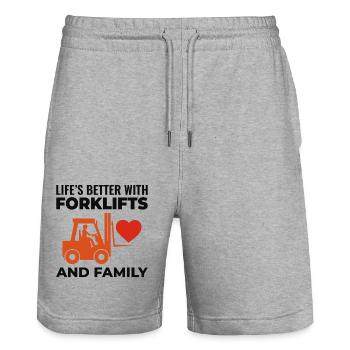 Forklift Operator Heavy Equipment Driver Family - Stanley/Stella Trainer Unisex Organic Jogging Shorts - heather grey - Front - Nik (191cm) & Marisol (170cm)